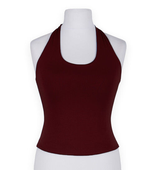 Neckholder-Top M-weinrot