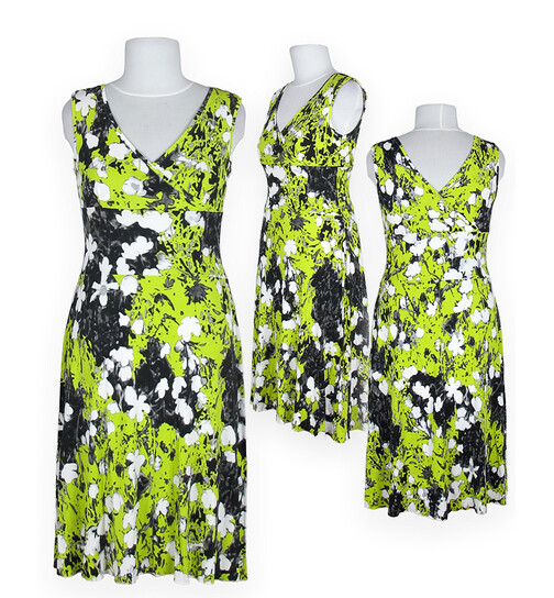 Kleid mit V-Ausschnitt neongrün Gr.M