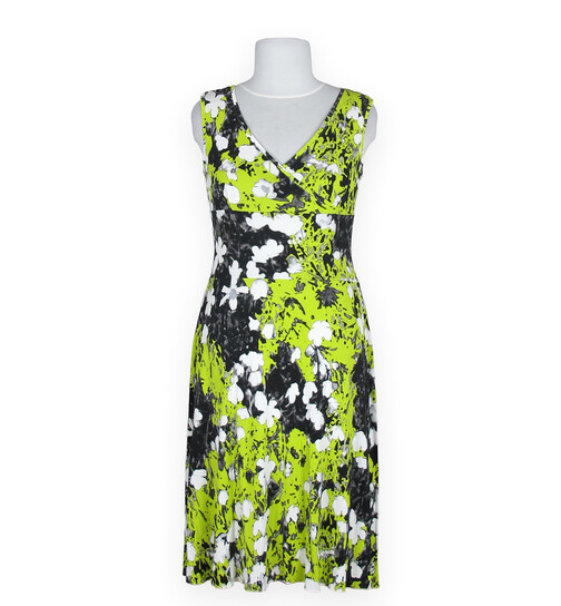 Kleid mit V-Ausschnitt neongrün Gr.M