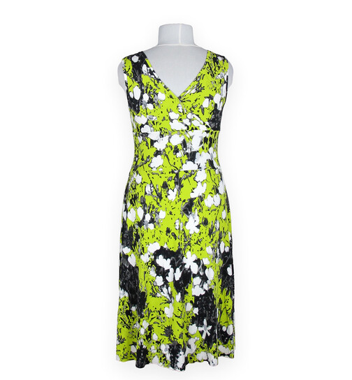 Kleid mit V-Ausschnitt neongrün Gr.M