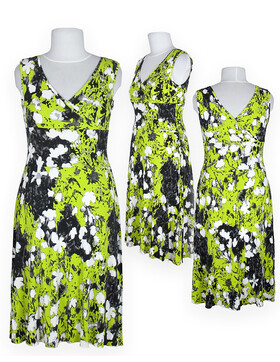 Kleid mit V-Ausschnitt neongr�n Gr.M