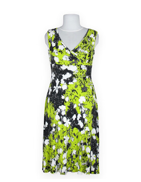 Kleid mit V-Ausschnitt neongr�n Gr.M