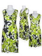 Kleid mit V-Ausschnitt neongrün Gr.M