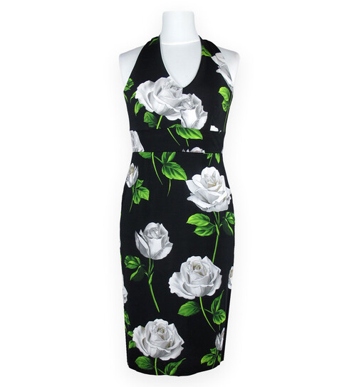 Neckholderkleid weiße Rose Gr.S