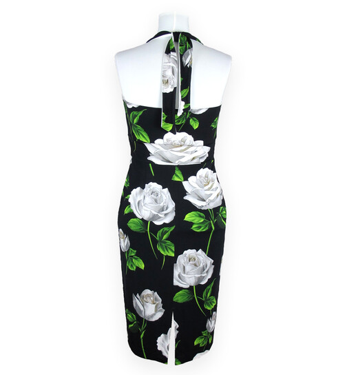 Neckholderkleid weiße Rose Gr.S
