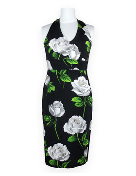 Neckholderkleid wei�e Rose Gr.S