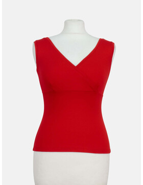 Top mit V-Ausschnitt Buenos Aires uni rot-S