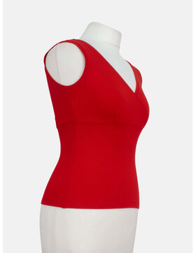 Top mit V-Ausschnitt Buenos Aires uni rot-S
