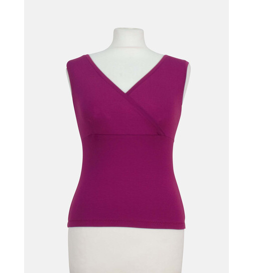 Top mit V-Ausschnitt Buenos Aires uni himbeere-L