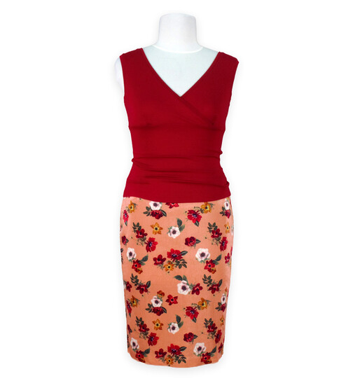 schmaler Tangorock apricot XS Raffung/Godet