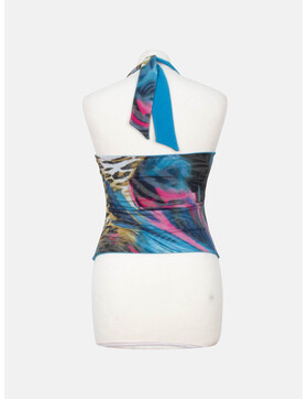 Neckholdertop bunter Animaldruck S