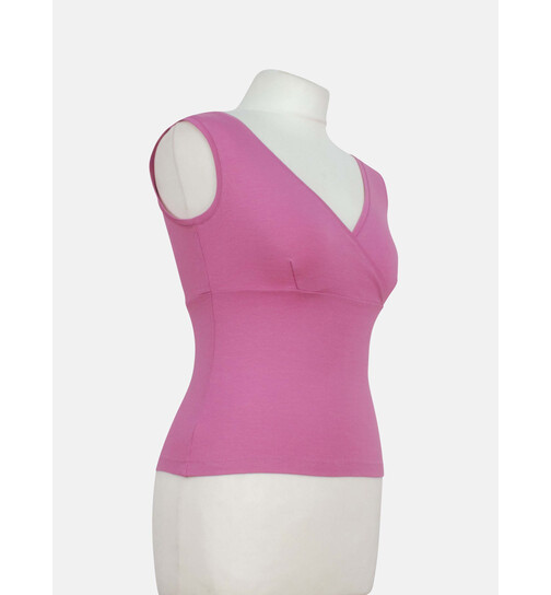Top mit V-Ausschnitt Buenos Aires uni rosa-M