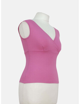 Top mit V-Ausschnitt Buenos Aires uni rosa-M