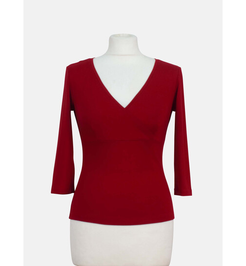 Shirt mit V-Ausschnitt S-weinrot