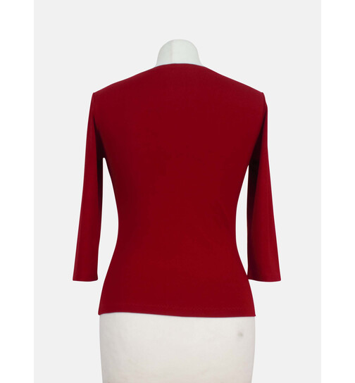 Shirt mit V-Ausschnitt S-weinrot